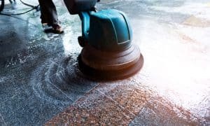 Professional Tile and Grout Cleaning with a floor scrubber