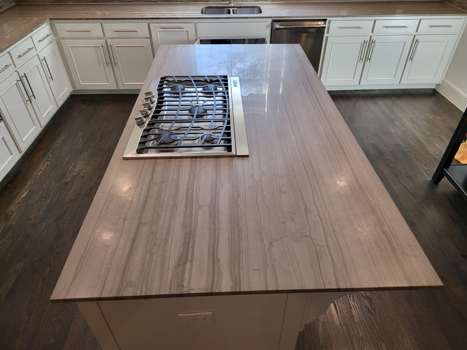 Etched marble countertops ready to be polished by ultra clean