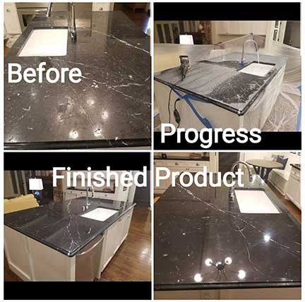 Kitchen marble island polishing DFW