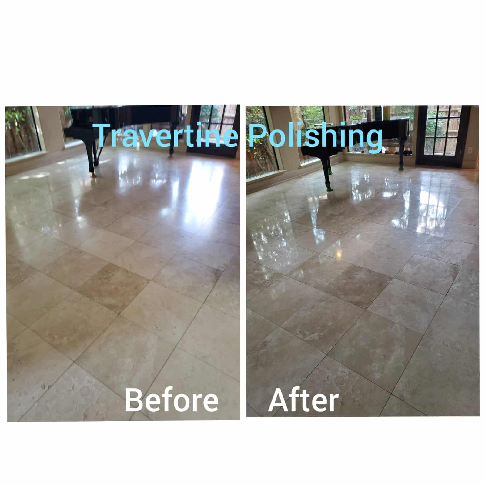 marble restoration on travertine polishing of floors before and after