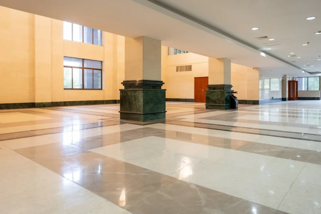 Diamond-polished marble floor