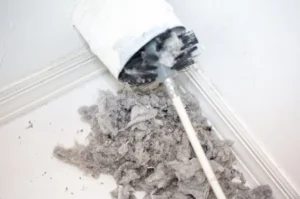 ultra clean showing lent build up from dryer vent cleaning