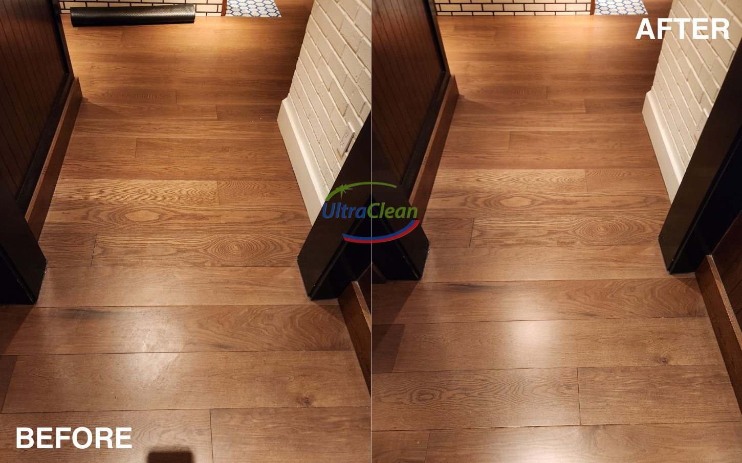 Hardwood floor cleaning before and after in Plano — Ultra Clean | Ultra Clean