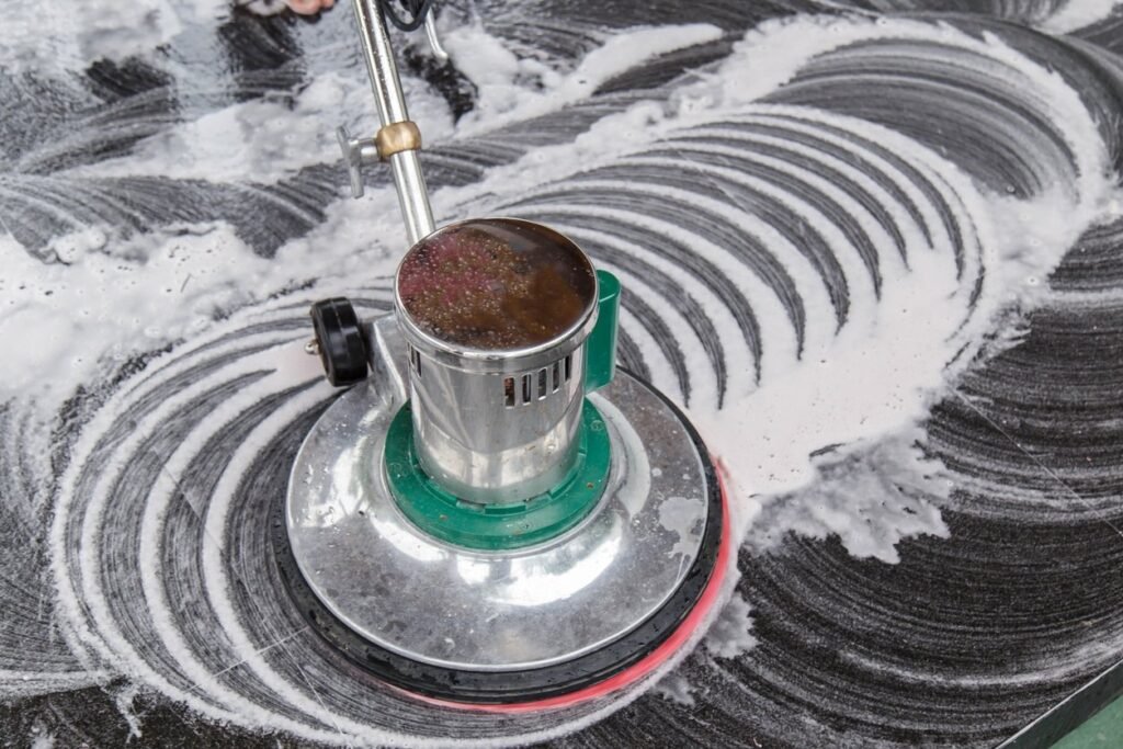 Marble floor polishing and restoration in a Plano, TX home by Ultra Clean