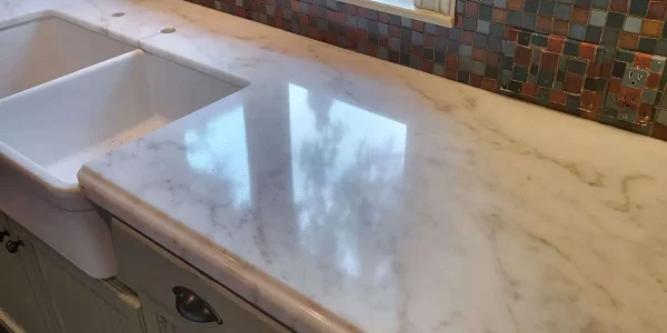 Beautifully like new mirror image marble counter top after